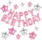 Pink Happy Birthday Balloon Banner – 16” Letter Balloons with 12 Star Foil Balloons, Birthday Party Backdrop Decorations for Women, Men, Boys & Girls (Pink)